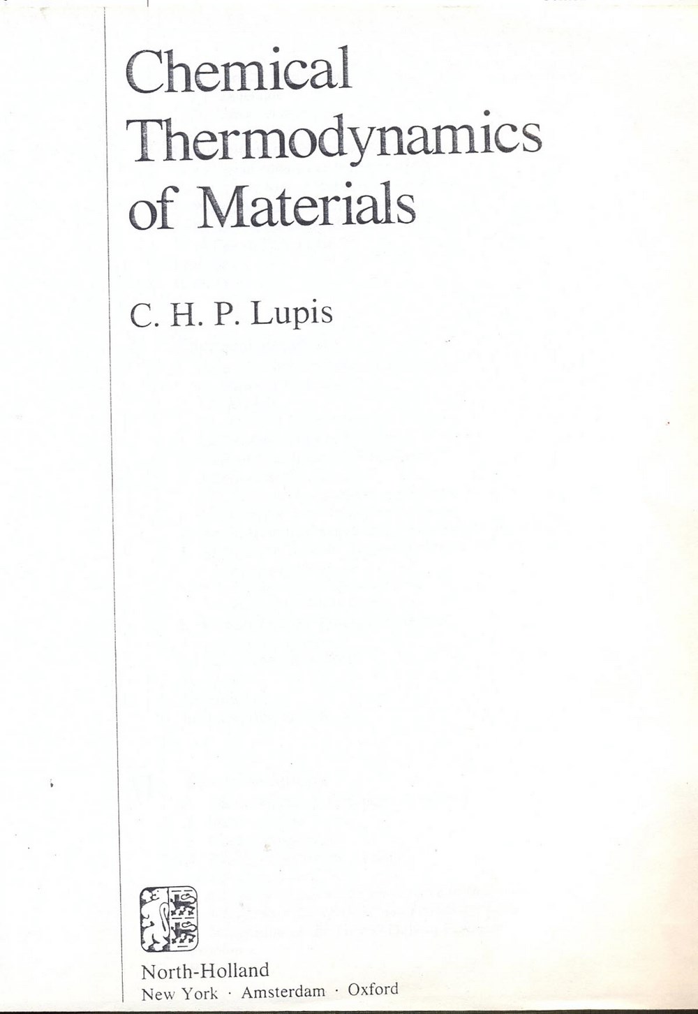 Chemical thermodynamics of materials
