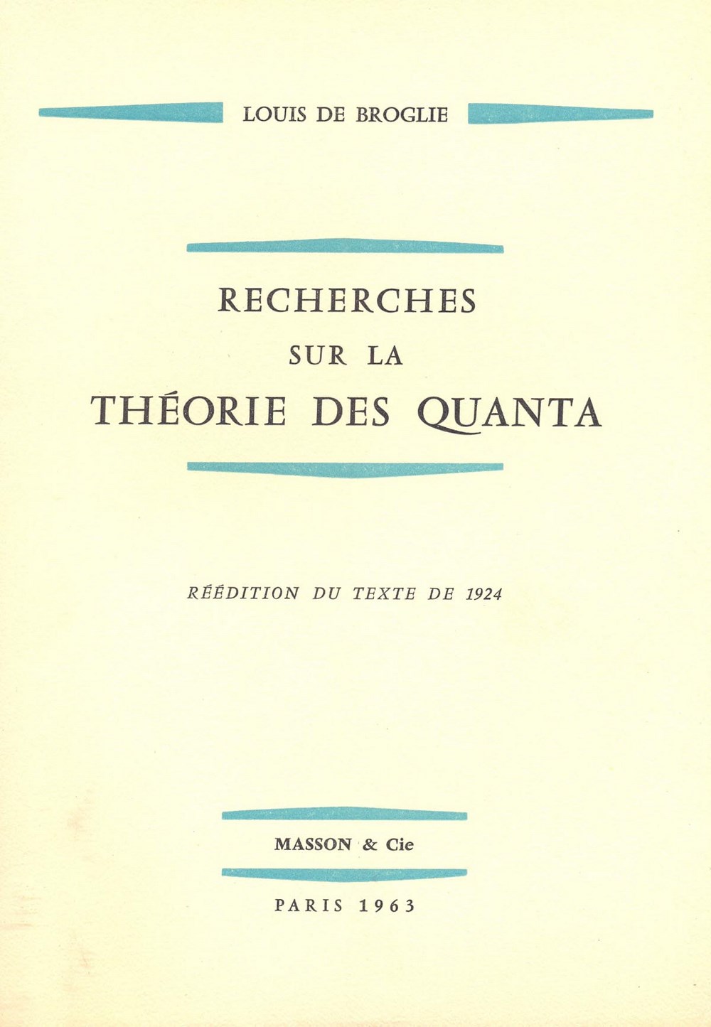 Recherches sur la théorie des quanta.