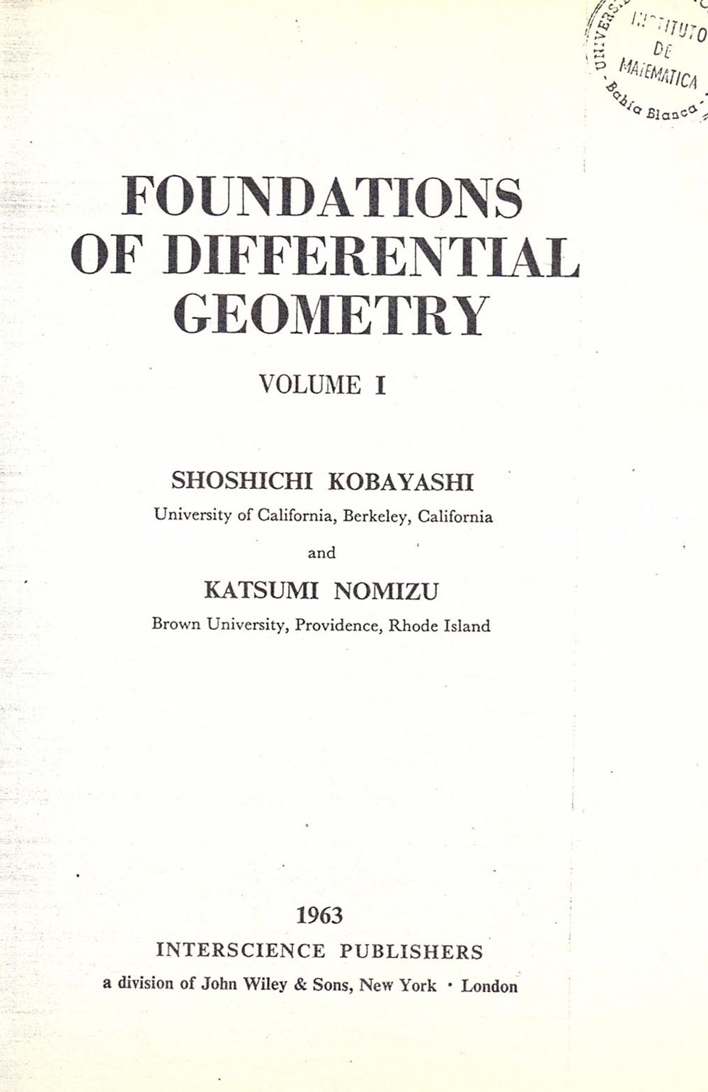 Foundations of differential geometry Vol 1
