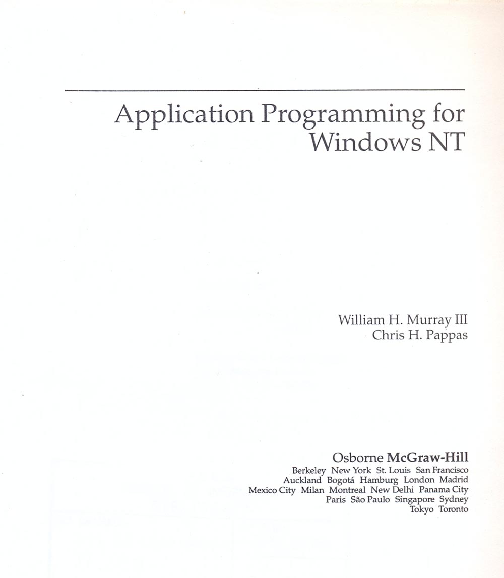 Application programming for Windows NT
