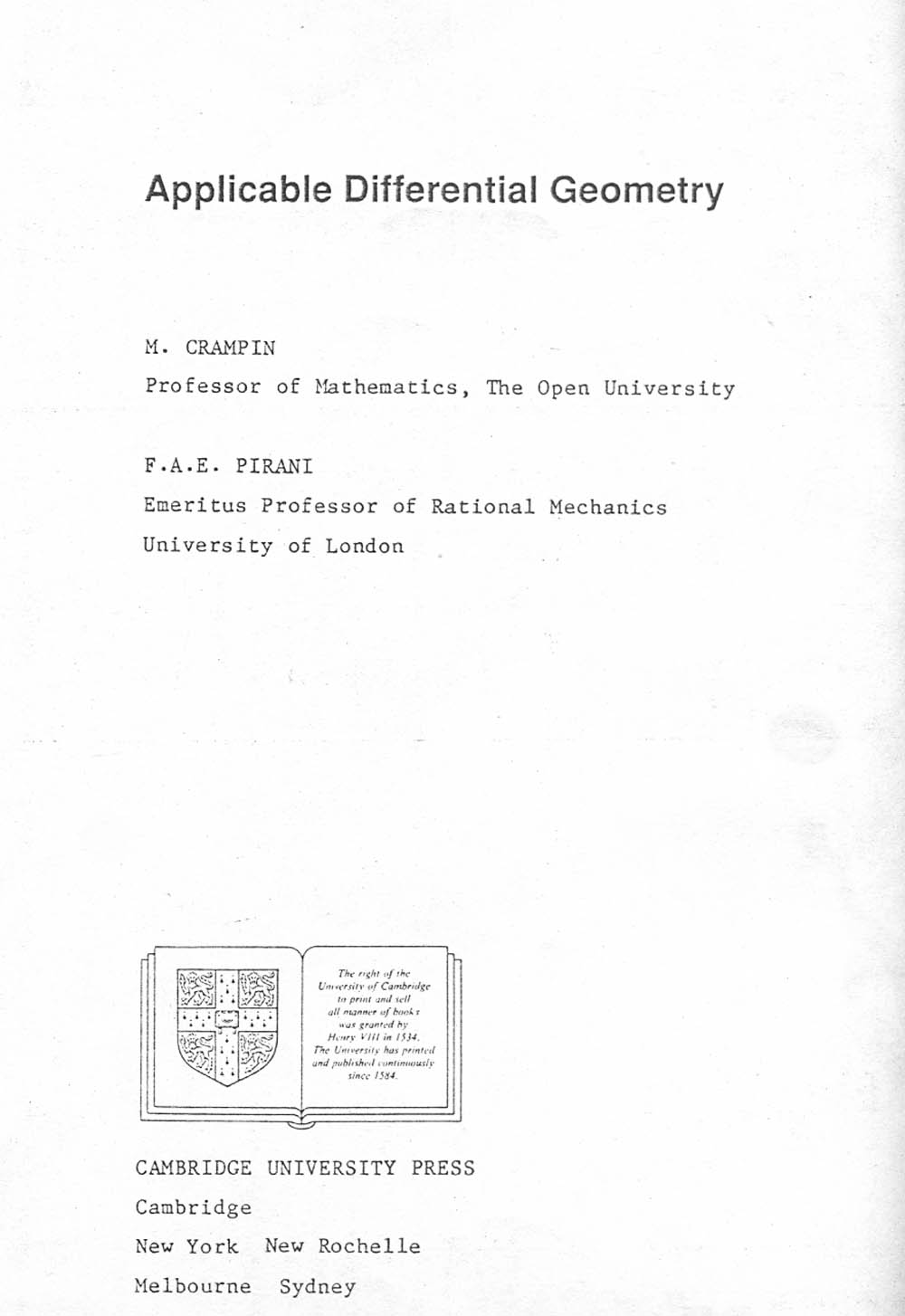 Applicable differential geometry