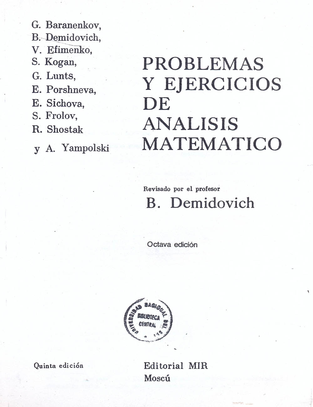 Problemas y ejercicios de análisis matemático