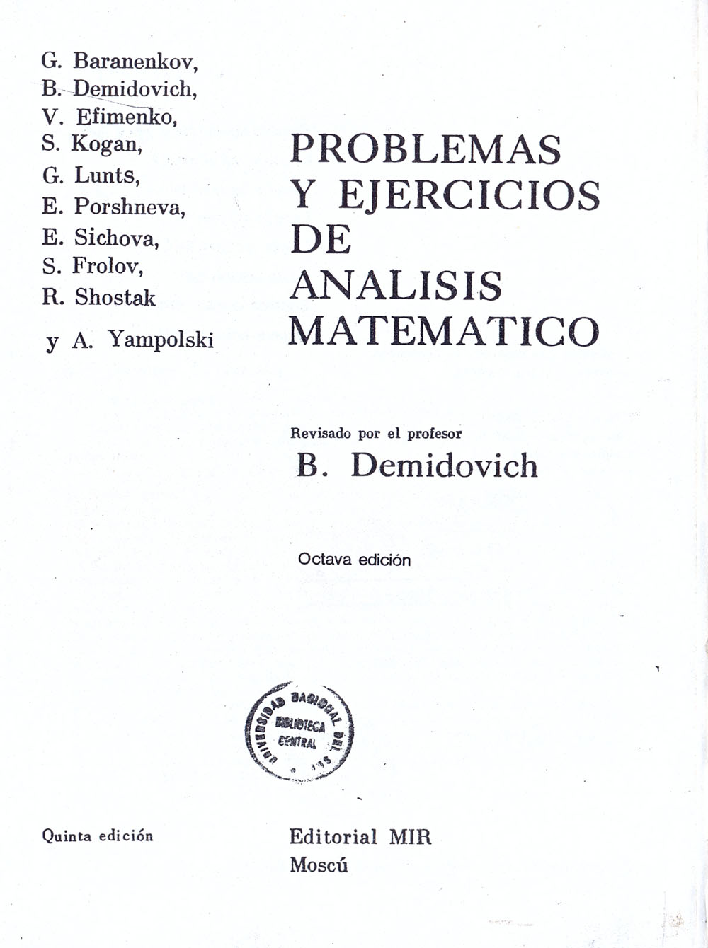 Problemas y ejercicios de análisis matemático